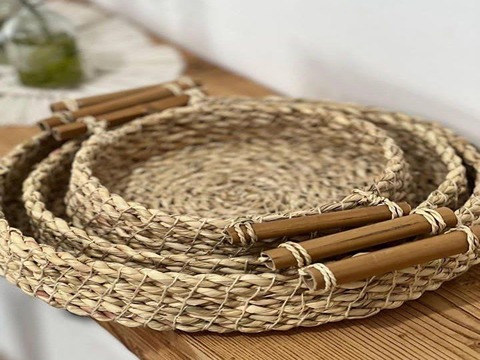 تصویر 3 از خرید سبد حصیری سه تیکه + قیمت فروش استثنایی