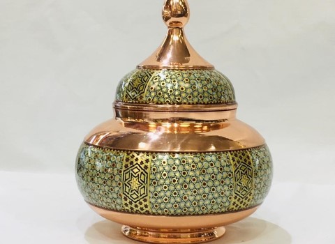 تصویر 2 از قیمت خرید شکلات خوری خاتم کاری مسی + فروش ویژه