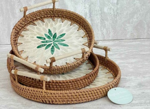 تصویر 3 از خرید سینی حصیری رنگی + قیمت فروش استثنایی
