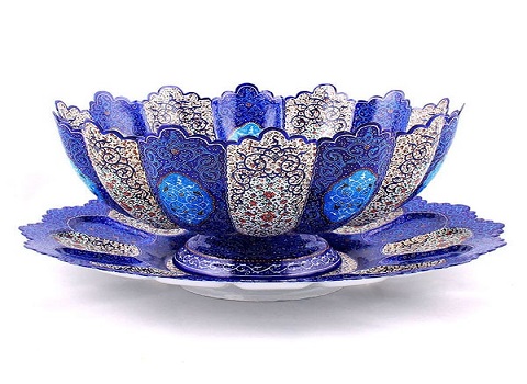 تصویر 4 از قیمت کاسه بشقاب مسی میناکاری + خرید باور نکردنی