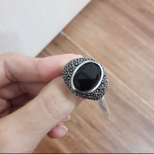 خرید و قیمت انگشتر مردانه نگین مشکی + فروش صادراتی