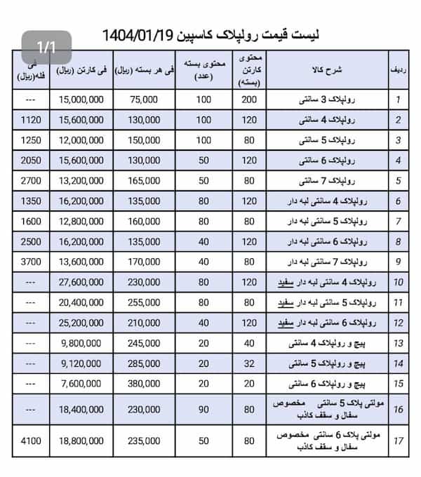قیمت خرید رولپلاک پروانه ای با فروش عمده