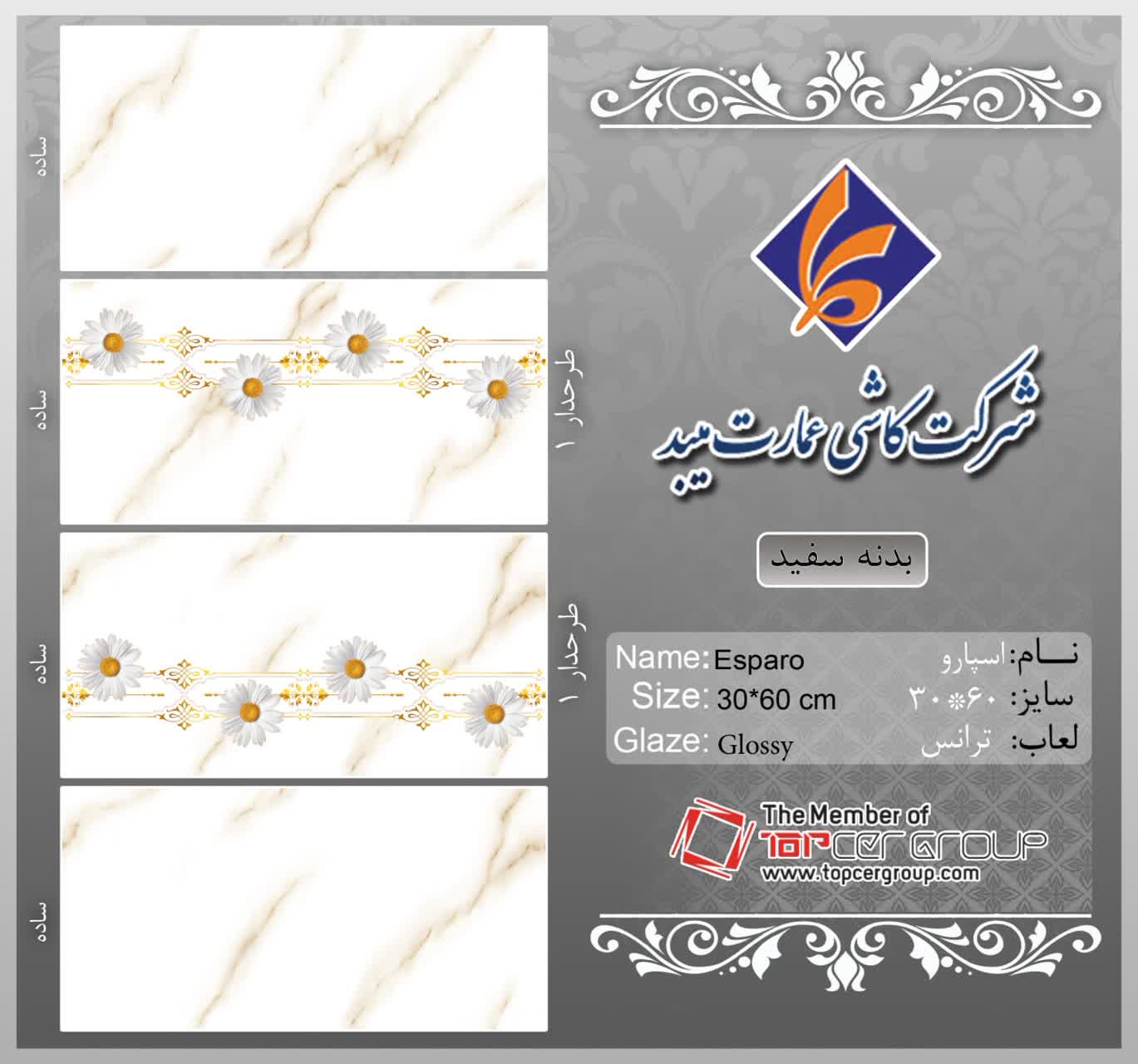 تصویر 2 از قیمت سرامیک بدنه طرح دار آشپزخانه + عمده