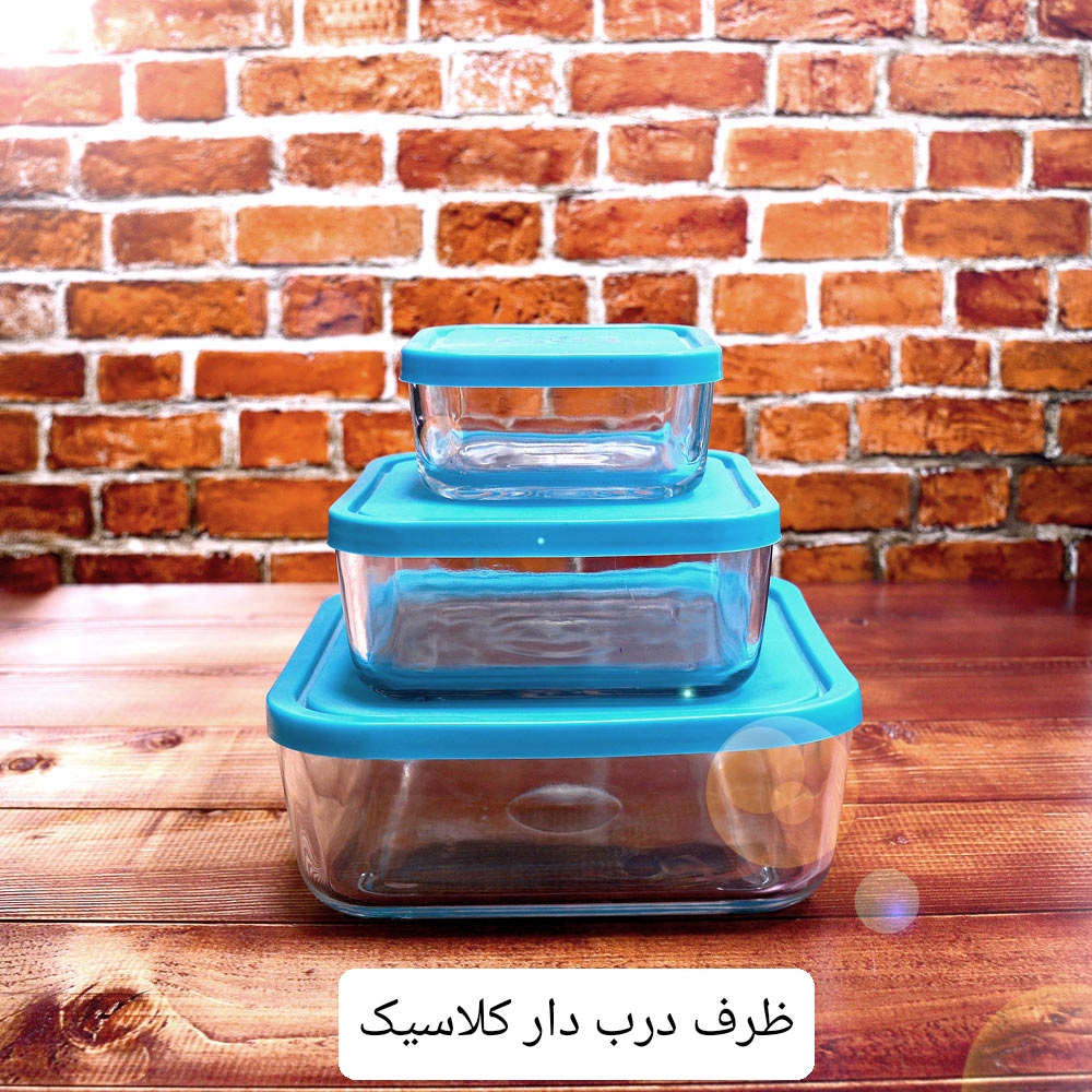 خرید و قیمت ظروف درب دار شیشه‌ای کلاسیک (حجم ۴۰۰,۱۰۰۰,۲۴۰۰cc)