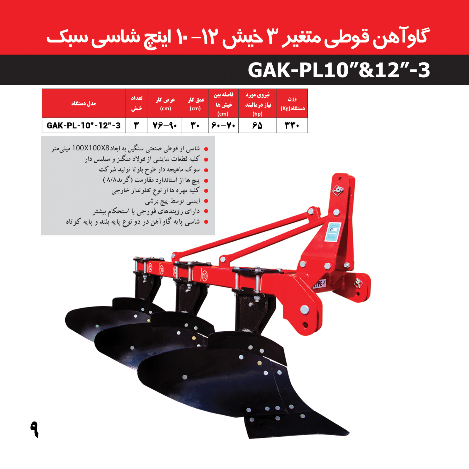 تصویر 2 از قیمت گاو آهن ۳ خیش ۱۲ و ۱۴ محمدزاده