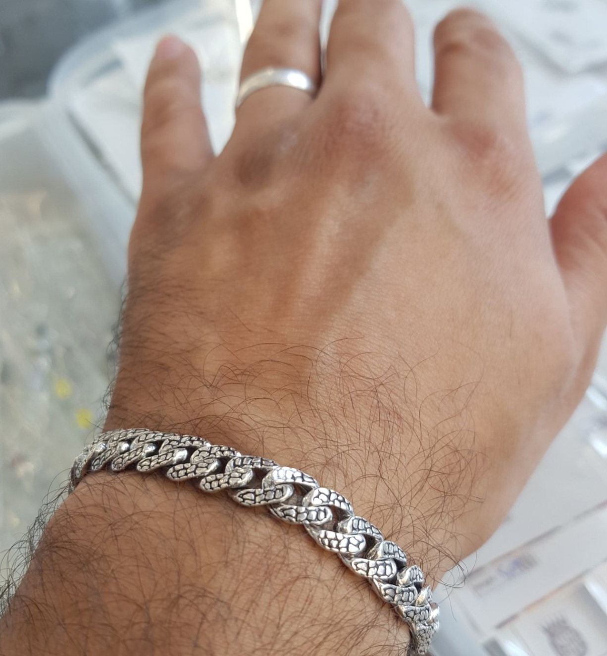 تصویر 2 از دستبند نقره مردانه سیاه قلم
