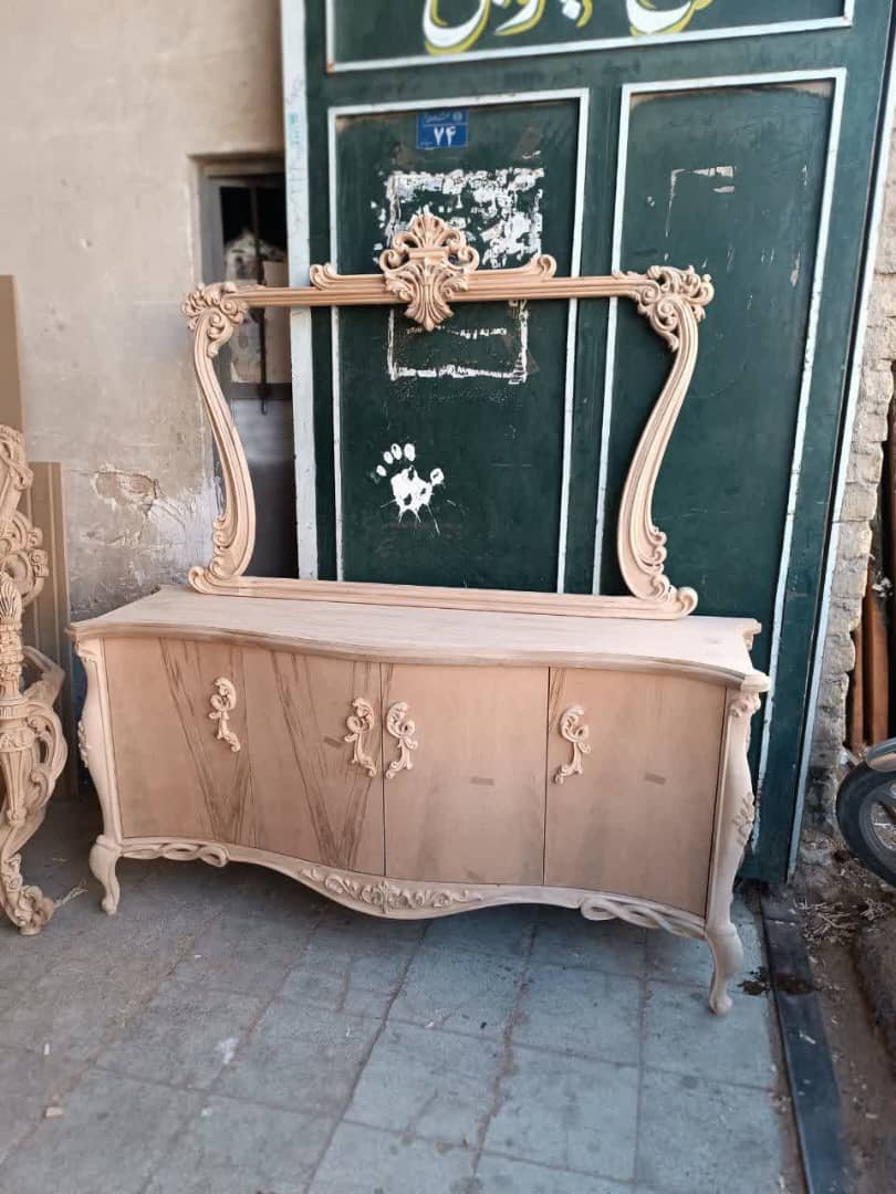 تصویر 1 از آینه کنسول تمام چوب منبت کاری
