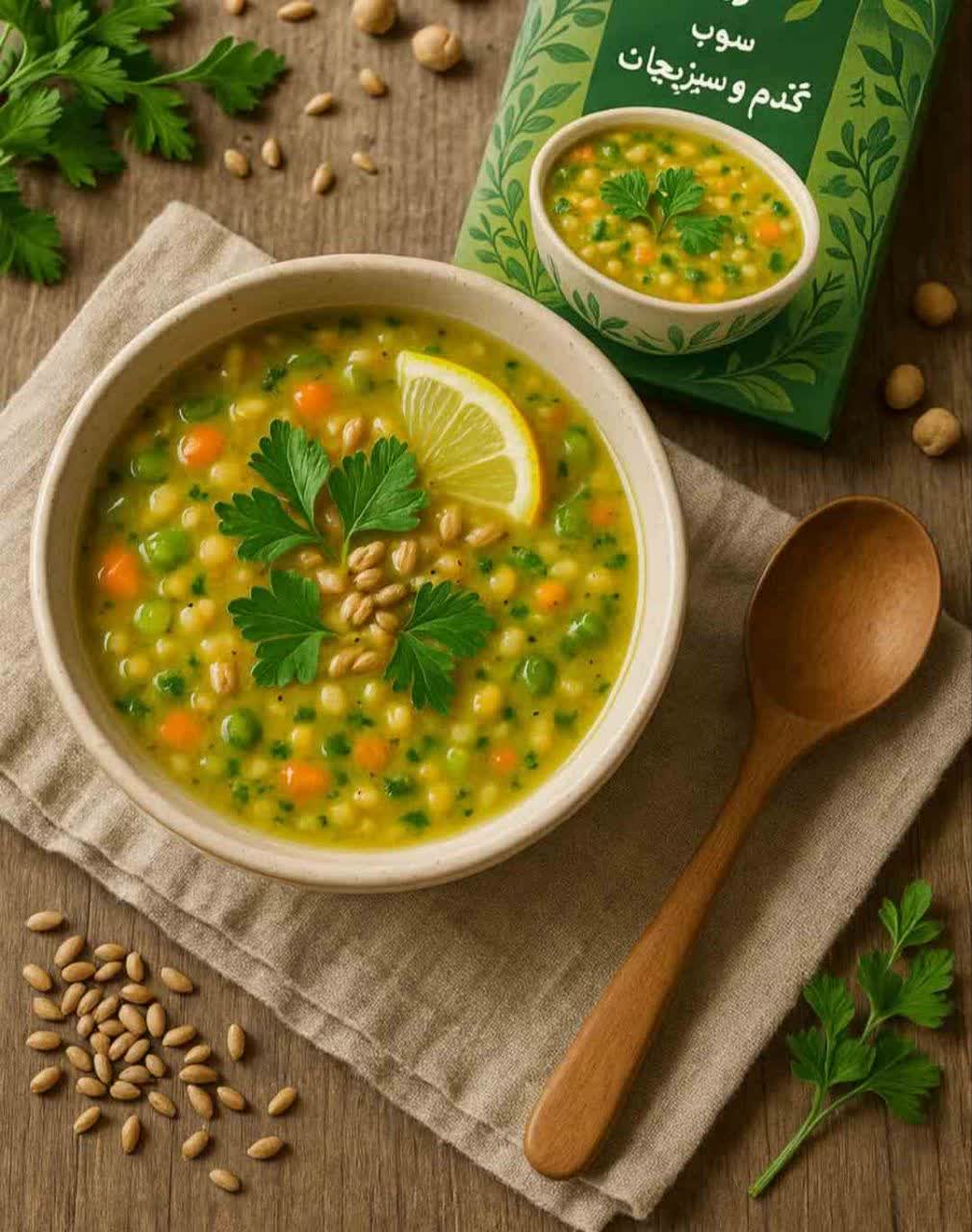 سوپ فوری گندم و سبزیجات نیمه آماده