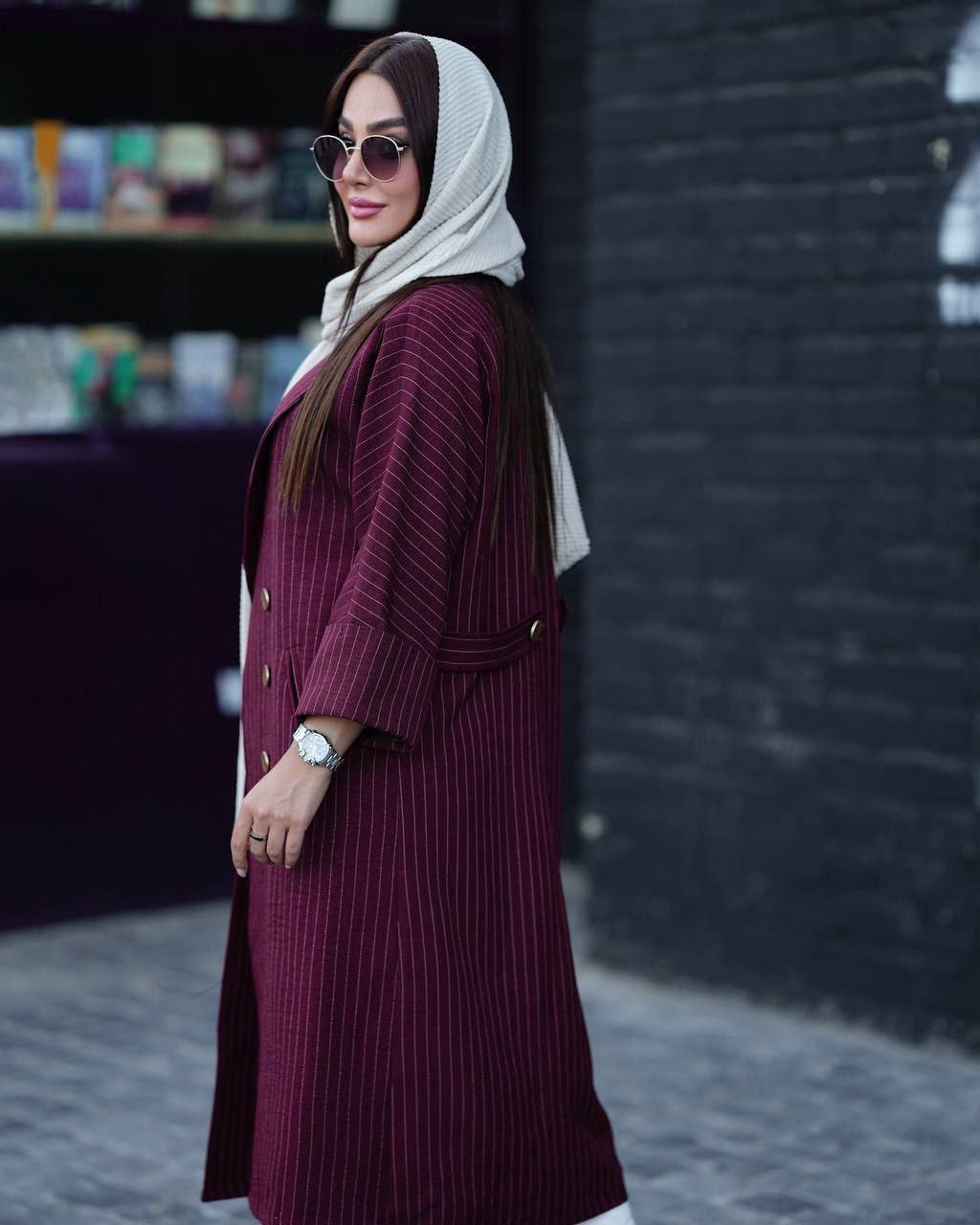 تصویر 1 از خرید مانتو کتی بلند یقه انگلیسی