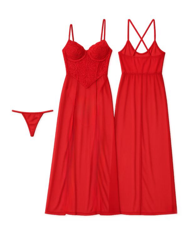 تصویر 1 از لباس خواب بلند زنانه، مدل جلو چاکدار از جنس یاردی اعلا