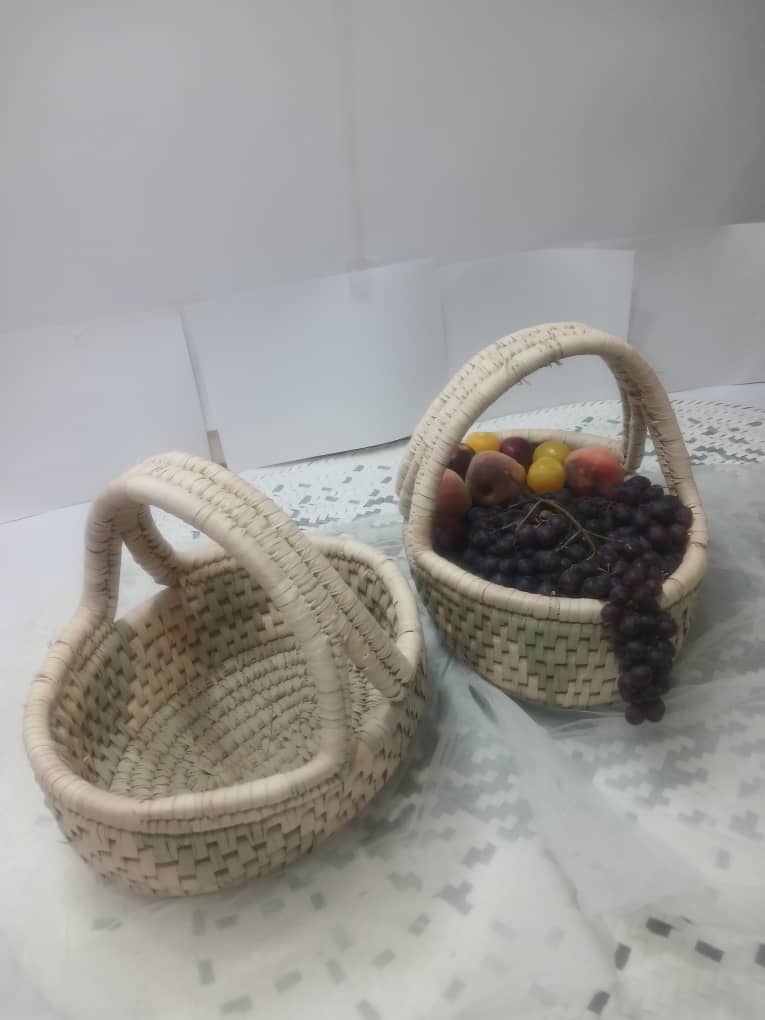 تصویر 1 از فروش سبد کپوبافی آجری دسته دار بیضی