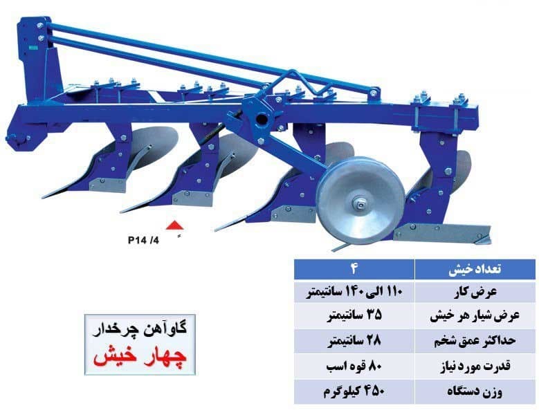 قیمت خرید گاوآهن ۴ خیش قوطی صنعتی + فروش استثنایی