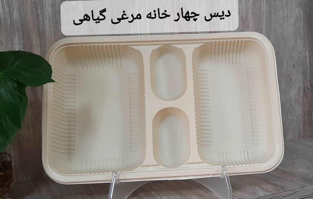 دیس یکبار مصرف گیاهی چهار خانه مرغی