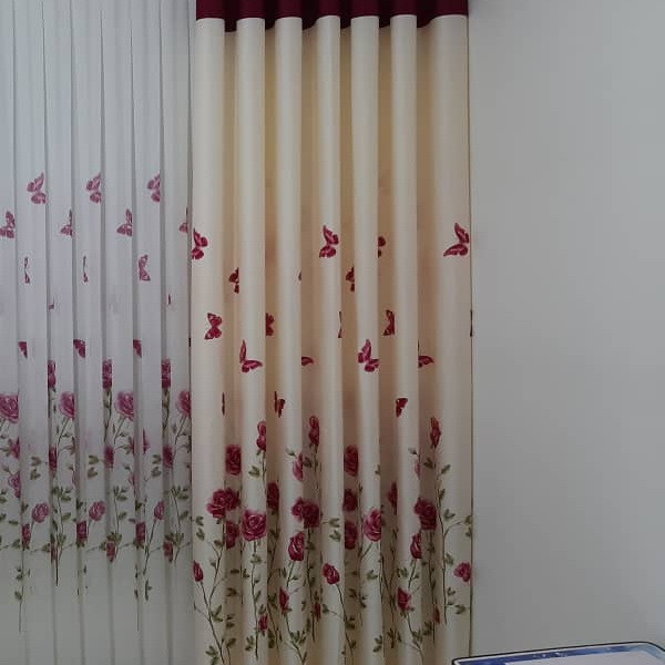 تصویر 2 از پارچه پرده ای ساتن گلدار
