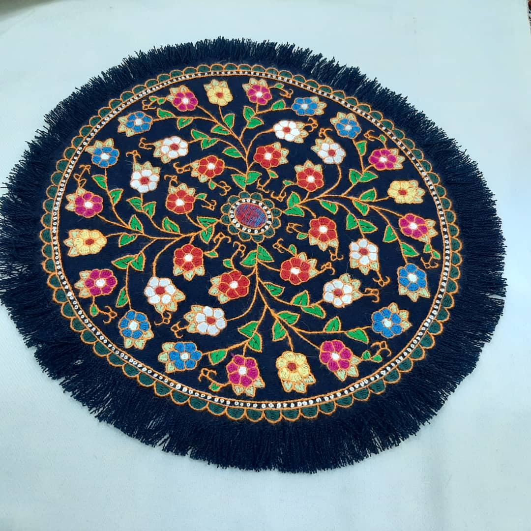 فروش پته سنتی کرمان رومیزی سرمه ای گرد