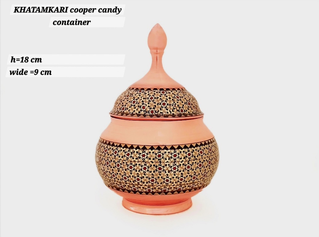 تصویر 1 از فروش قندان خاتم کاری مسی + فروش ویژه