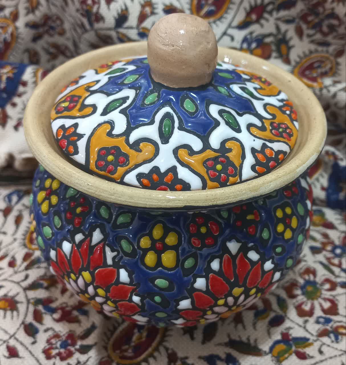 تصویر 4 از قیمت فروش قندان مدل دیگچه ای مینا کاری