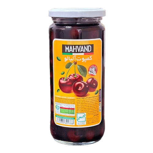 خرید کمپوت آلبالو داخل شیشه 480 گرمی ماهوند + خرید استثنایی