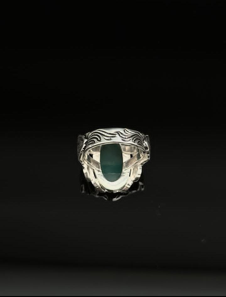 تصویر 2 از قیمت انگشتر عقیق سبز مردانه + تحویل فوری