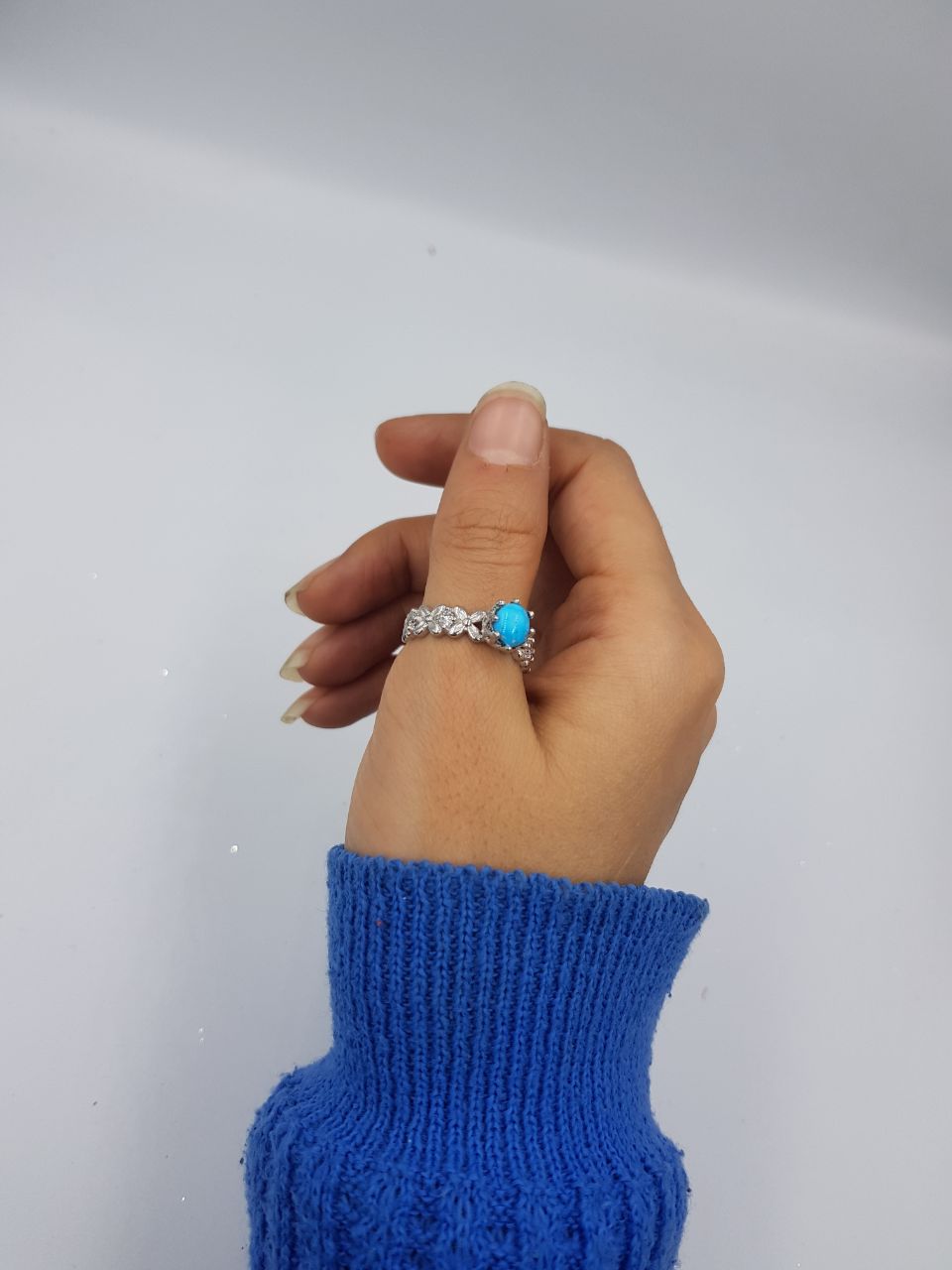تصویر 1 از خرید انگشتر نقره زنانه رادیوم با نگین فیروزه نیشابوری