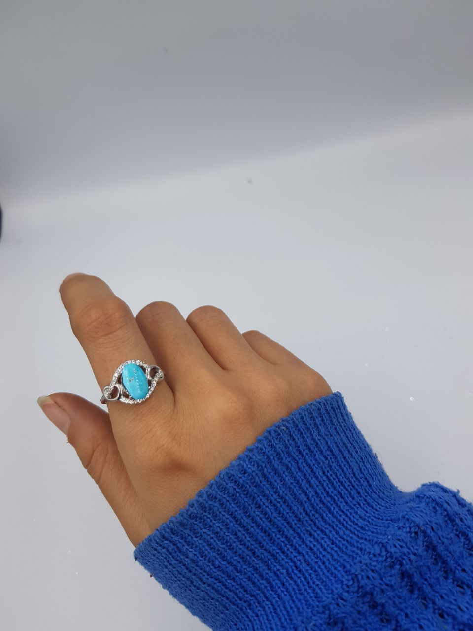 تصویر 5 از خرید انگشتر نقره زنانه رادیوم با نگین فیروزه نیشابوری