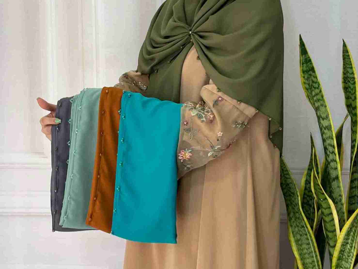 تصویر 5 از خرید روسری حریر جواهر دوزی شده + قیمت فروش استثنایی