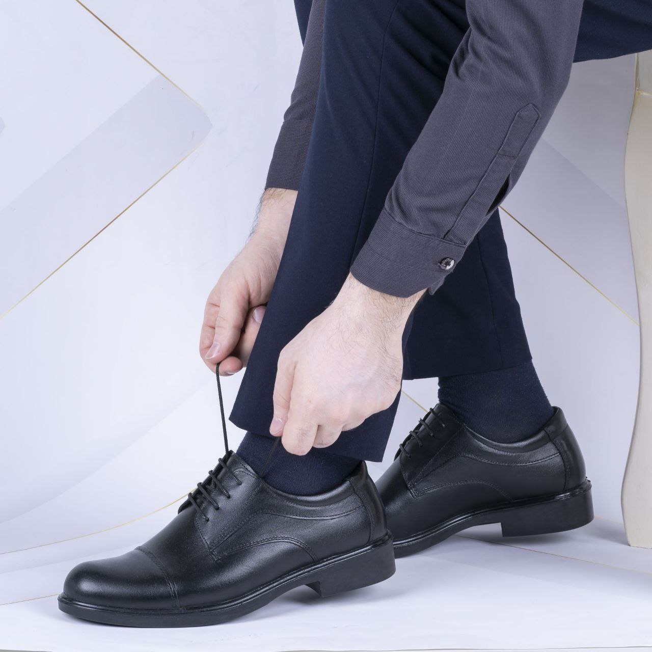 کفش چرم مردانه تبریز بند دار + قیمت مناسب