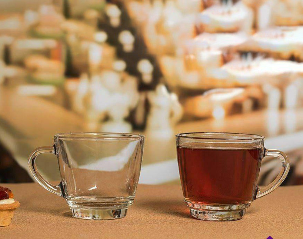 خرید عمده و قیمت مناسب نیم لیوان دسته دار بلور مدل السا