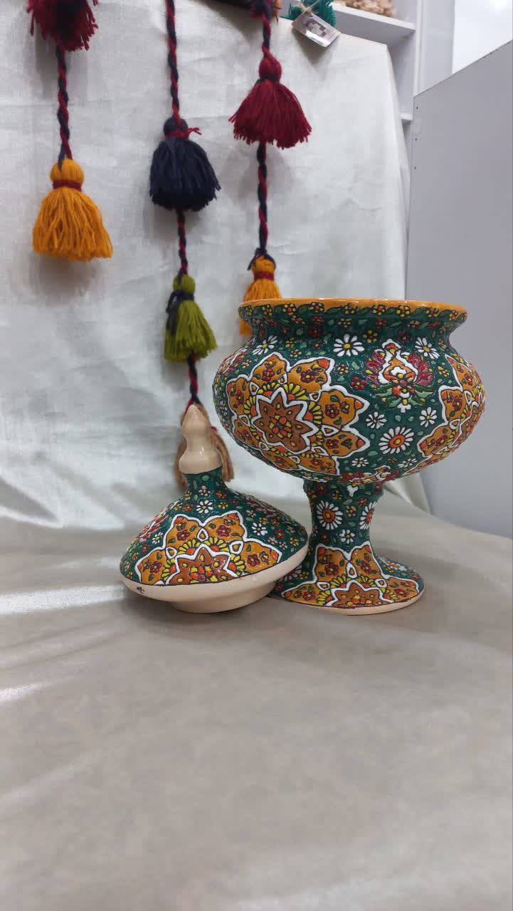 تصویر 5 از فروش شکلات خوری میناکاری روی سفال با درب و پایه