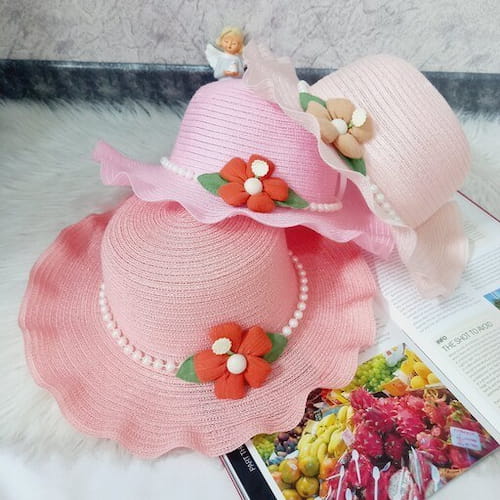 کلاه حصیری بچه‌ گانه با بند قابل تنظیم