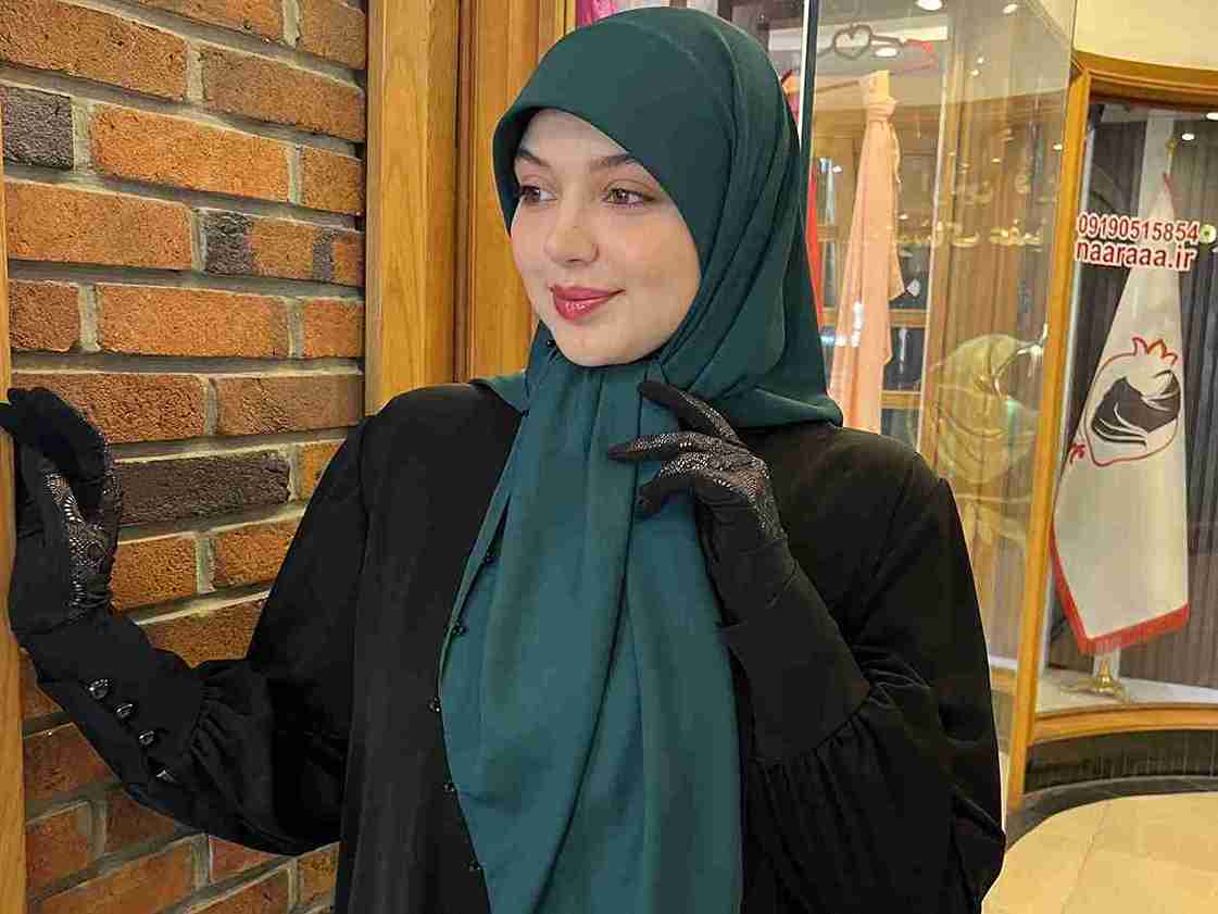 تصویر 2 از روسری حریر کرپ سبز + قیمت تولیدی