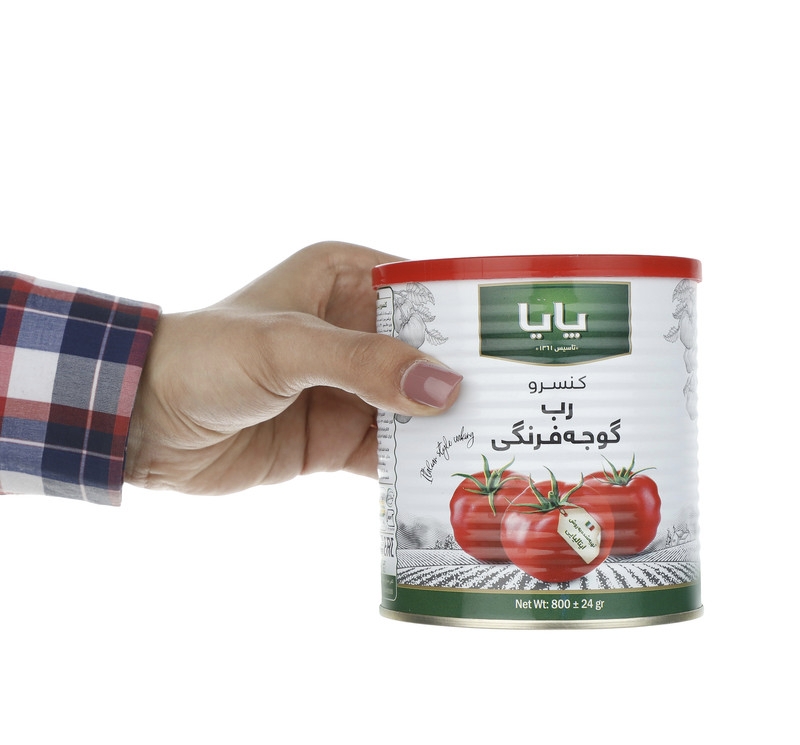 رب گوجه‌ فرنگی پایا 800 گرمی غلیظ و خالص با درصد بالای گوجه فرنگی تازه