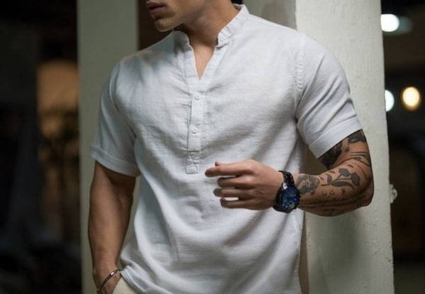 تصویر 3 از پیراهن مردانه جلو بسته نخی خنک مناسب استفاده طولانی مدت
