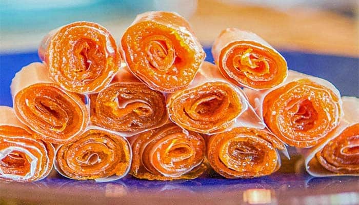 تصویر 4 از لواشک الو زرد خانگی ورقه ای طلایی با ظاهری جذاب و خوش نما