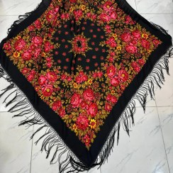 تصویر 1 از روسری ترکمن اصل دستباف با نقش و نگارهای سنتی ابریشمی زیبا