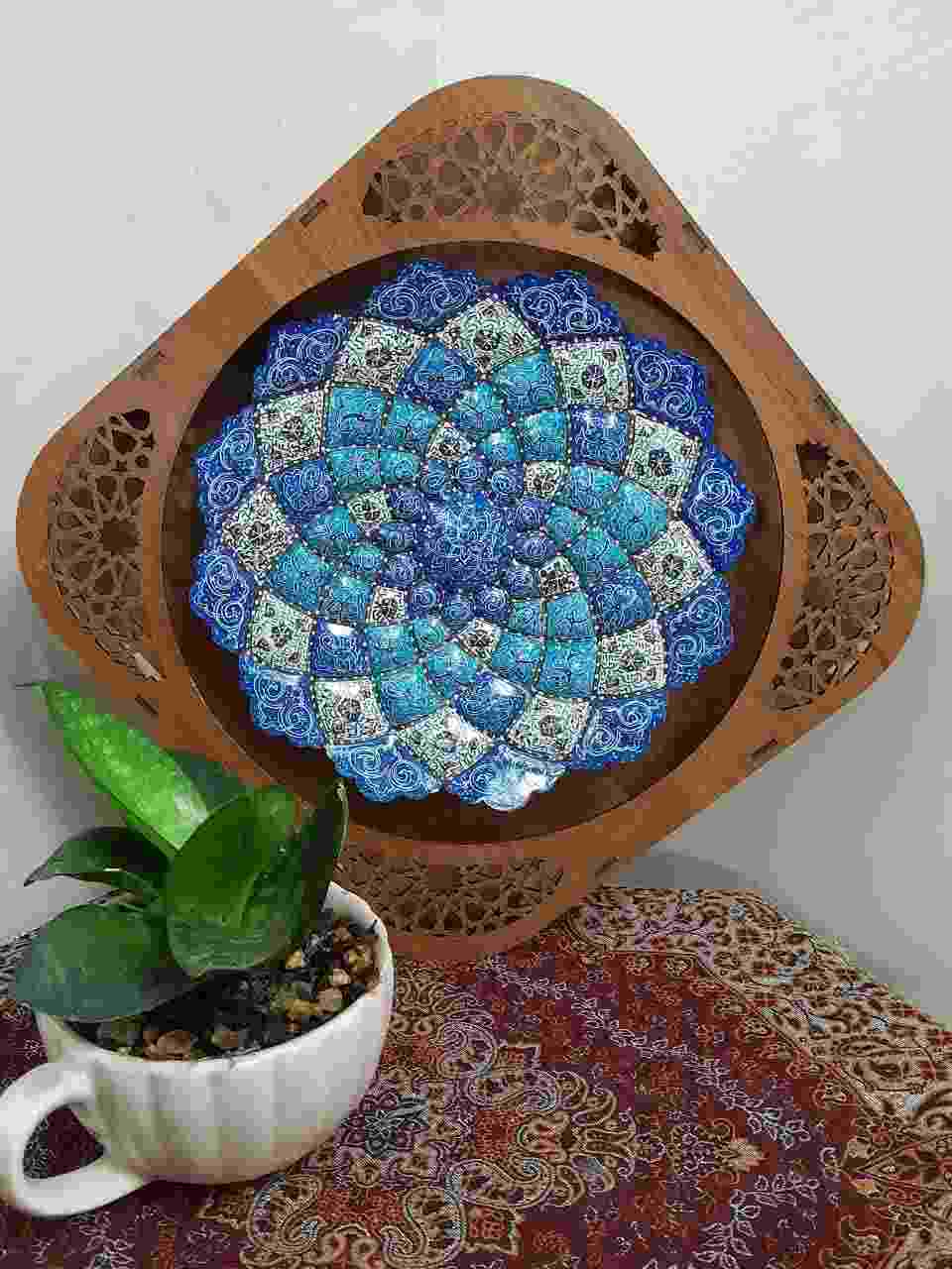 تصویر 1 از تابلو دیواری مس الماس تراش و مینا کاری