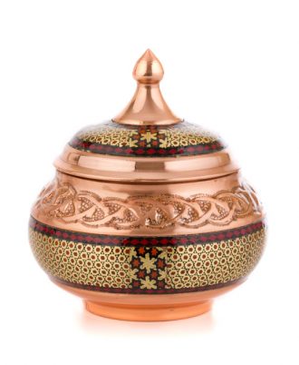 قندان مسی خاتم کاری نفیس برای پذیرایی سنتی
