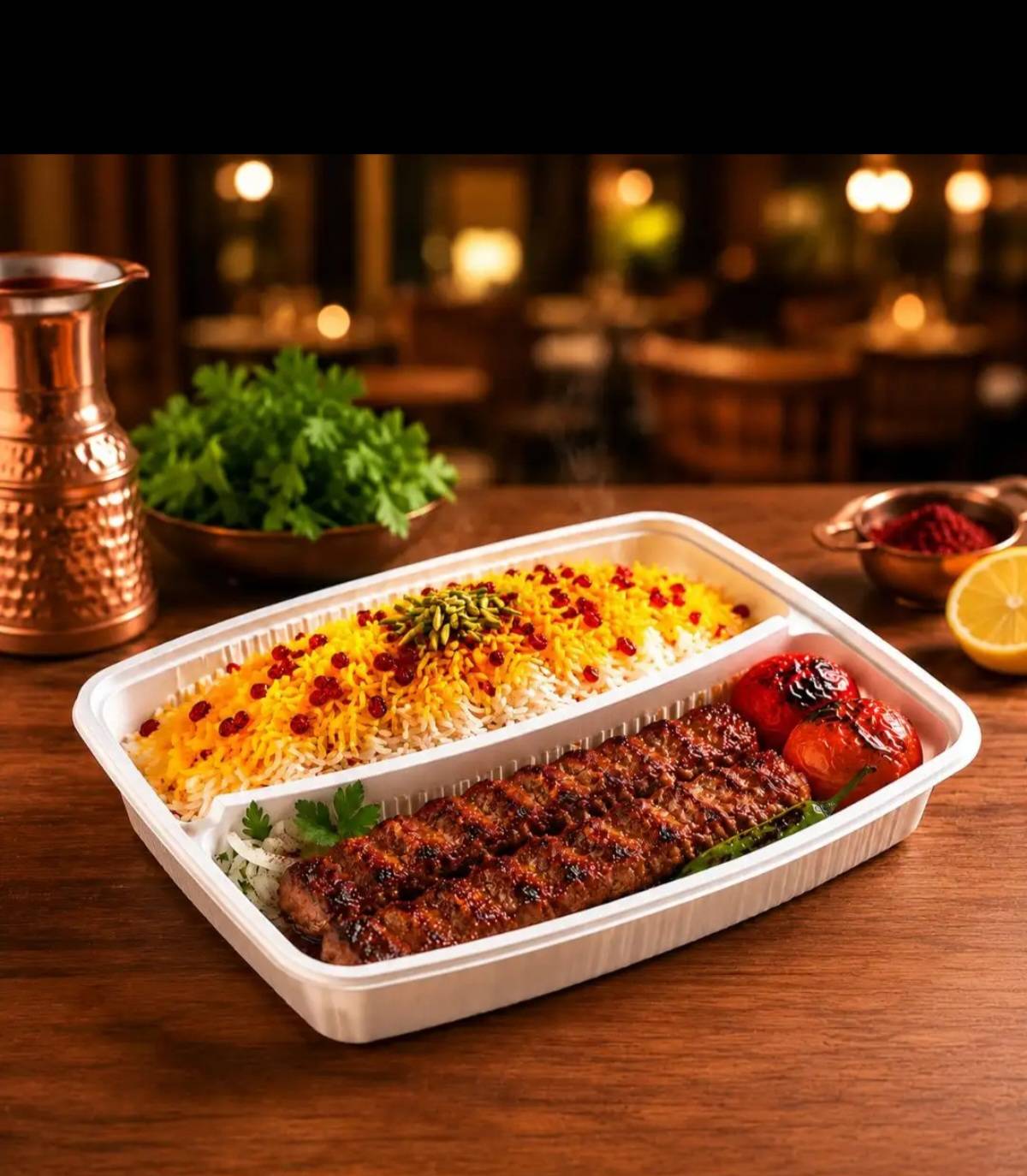 ظروف یکبار مصرف دوتایی رستورانی گیاهی