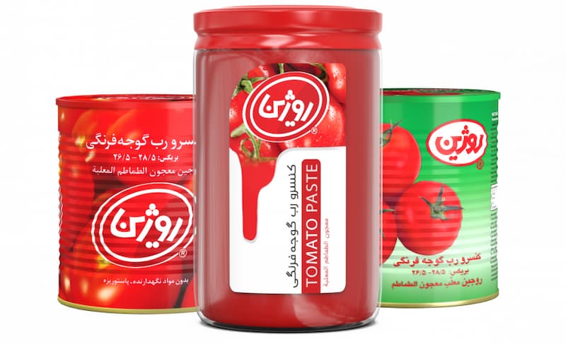 رب گوجه فرنگی روژین با رنگ طبیعی و بسته بندی استاندارد