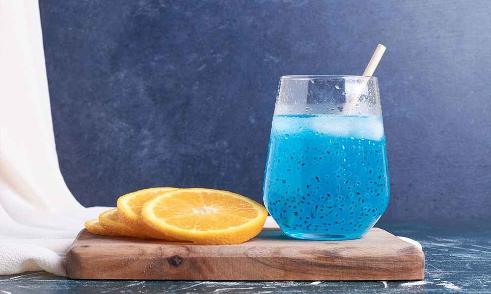 نوشیدنی تخم شربتی بلوبری با طعم میوه ای و طبیعی