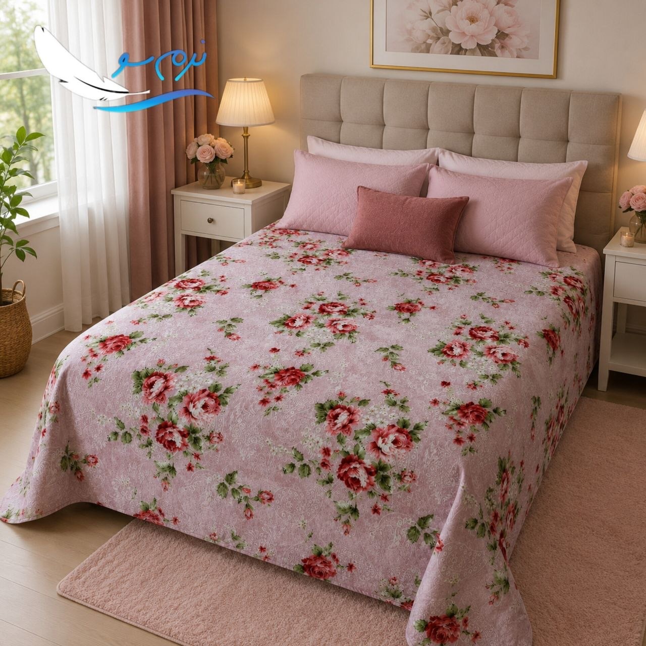 قیمت عمده و کف باز پتو مسافرتی تیسا گل برجسته عروس دونفره
