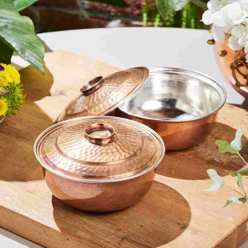 قابلمه مسی ۴ نفره با گنجایش مناسب برای سفره‌های چهارنفره