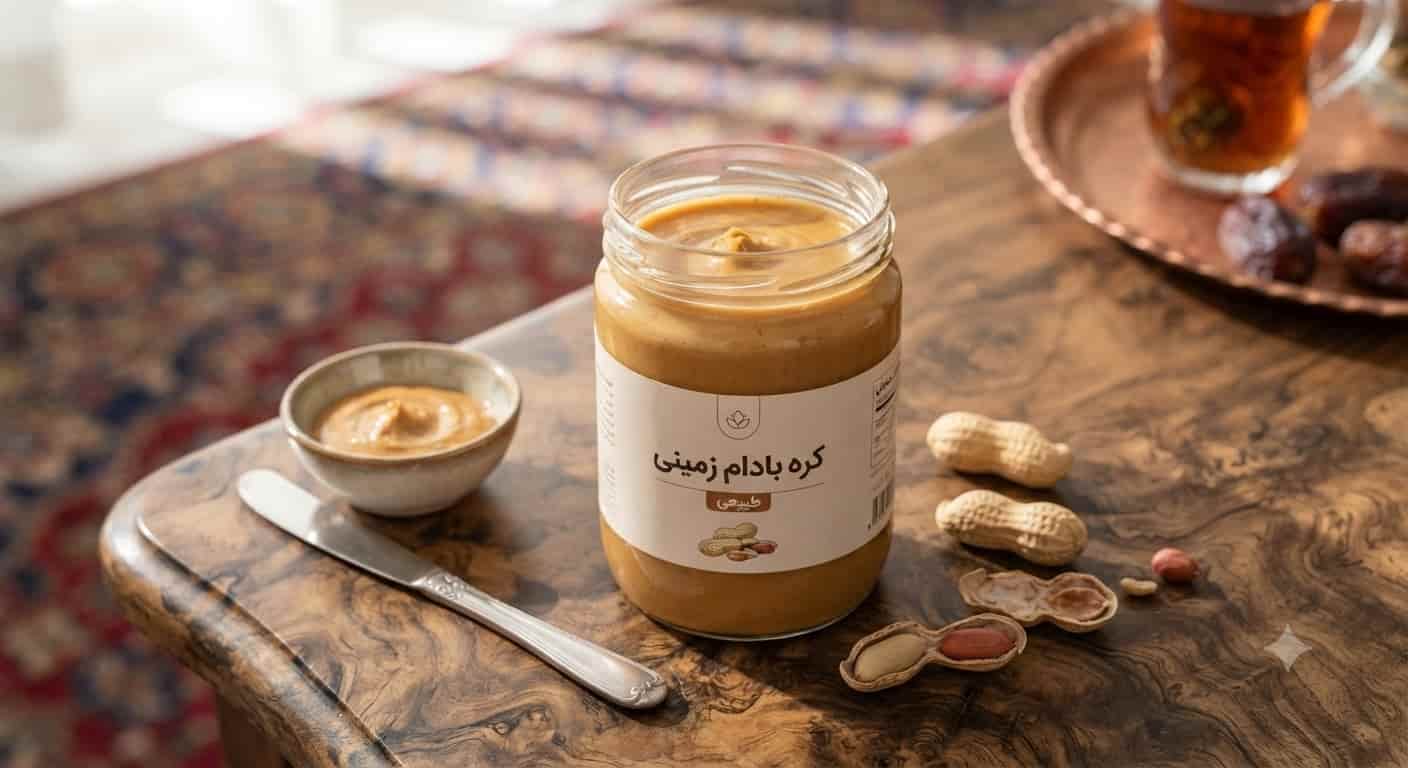 کره بادام زمینی مرغوب با تهیه شده از بادام زمینی تازه