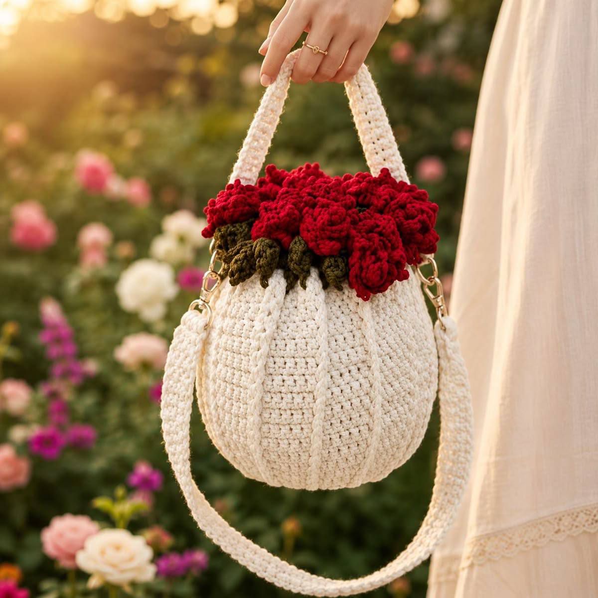 تصویر 4 از کیف دستی بافتنی سبد گل