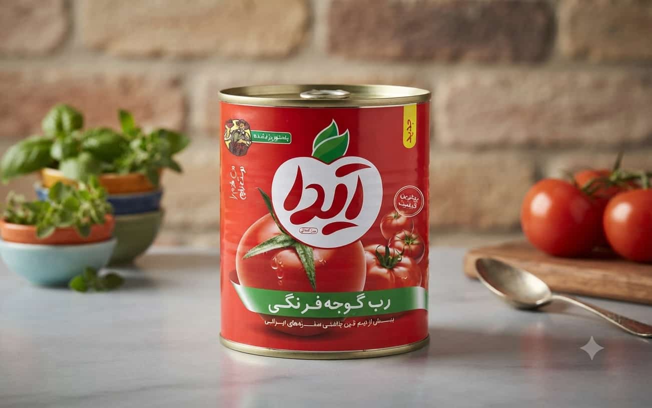 رب گوجه فرنگی آیدا با غلظت بسیار بالا و رنگ طبیعی قرمز تیره