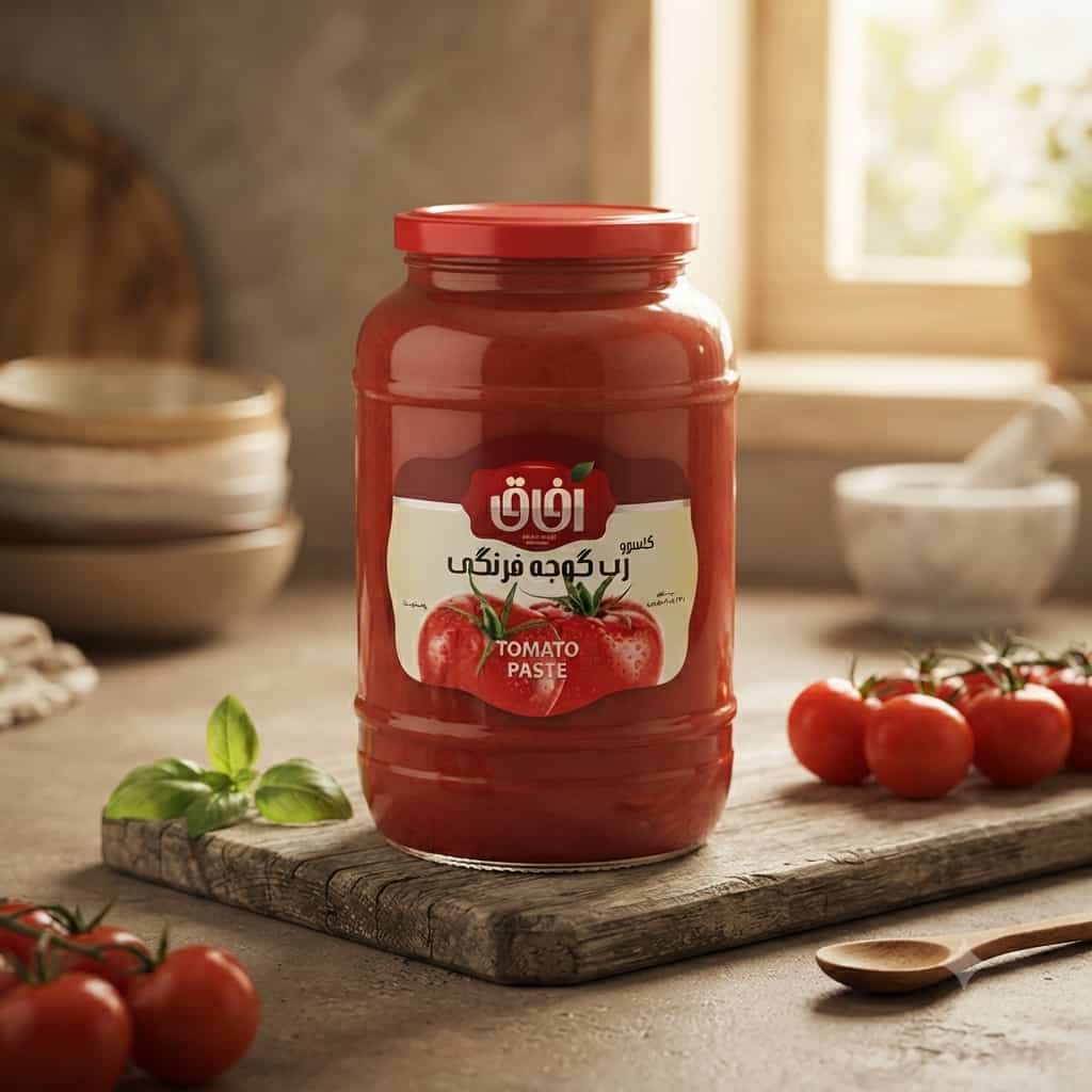 رب گوجه فرنگی آفاق عصاره غلیظ و خوش عطر مناسب انواع خوراک ایرانی