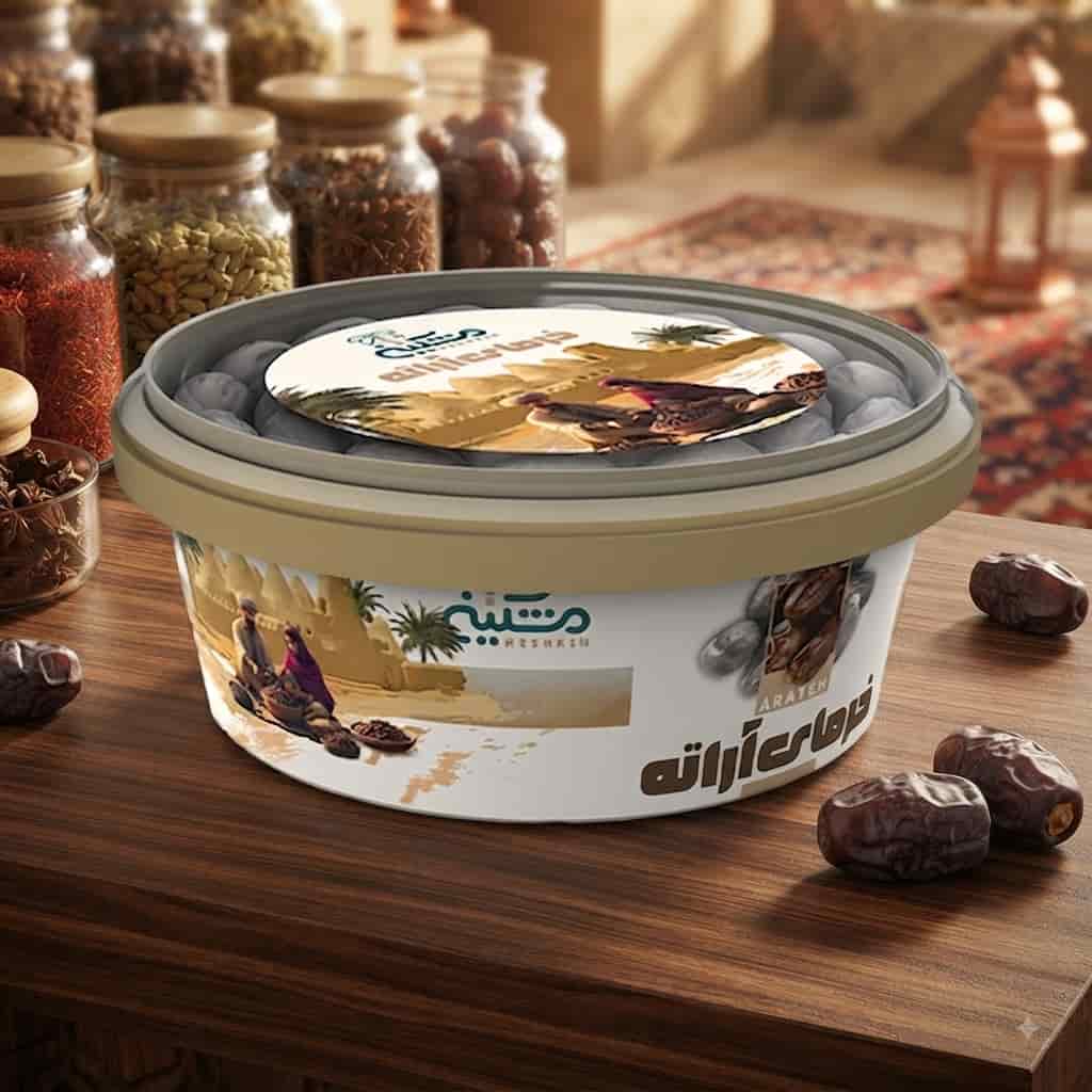 خرما مضافتی مشکین ۵۵۰ گرمی با حجم مناسب برای خانه