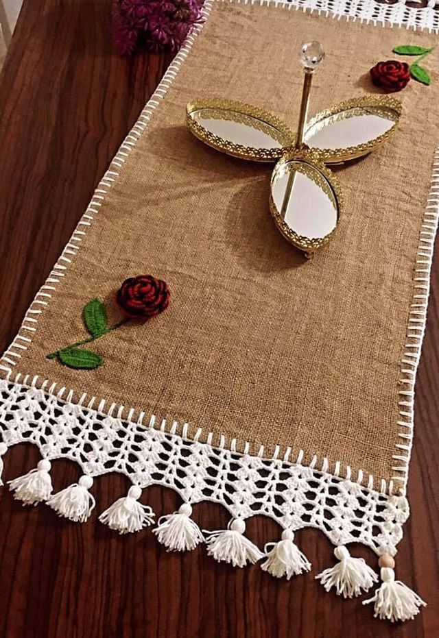 رومیزی بافتنی قلاب بافی