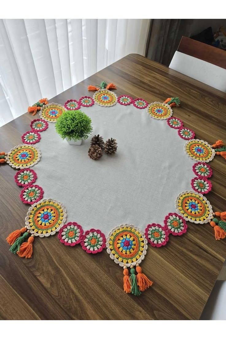 رومیزی بافتنی قلاب بافی طرحدار