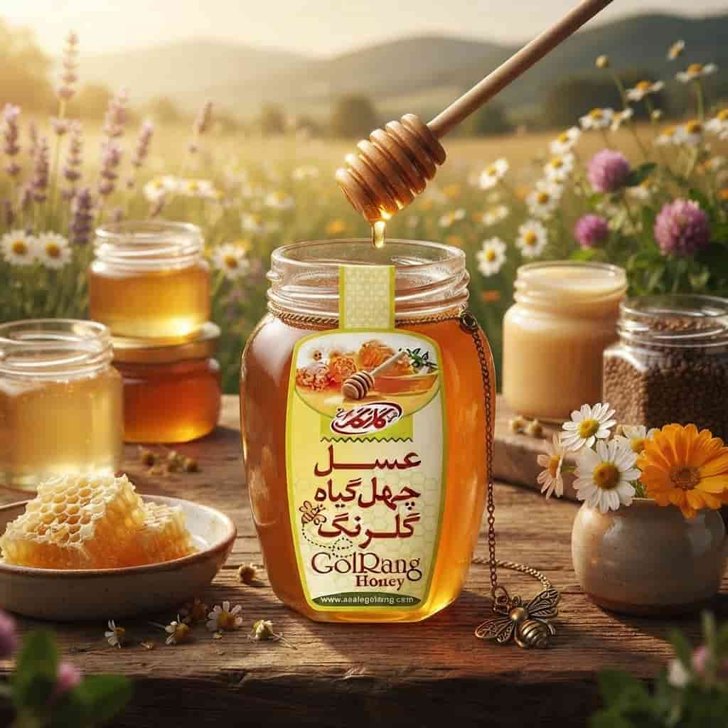 عسل چهل گیاه گلرنگ با طعم طبیعی و کیفیت مطلوب